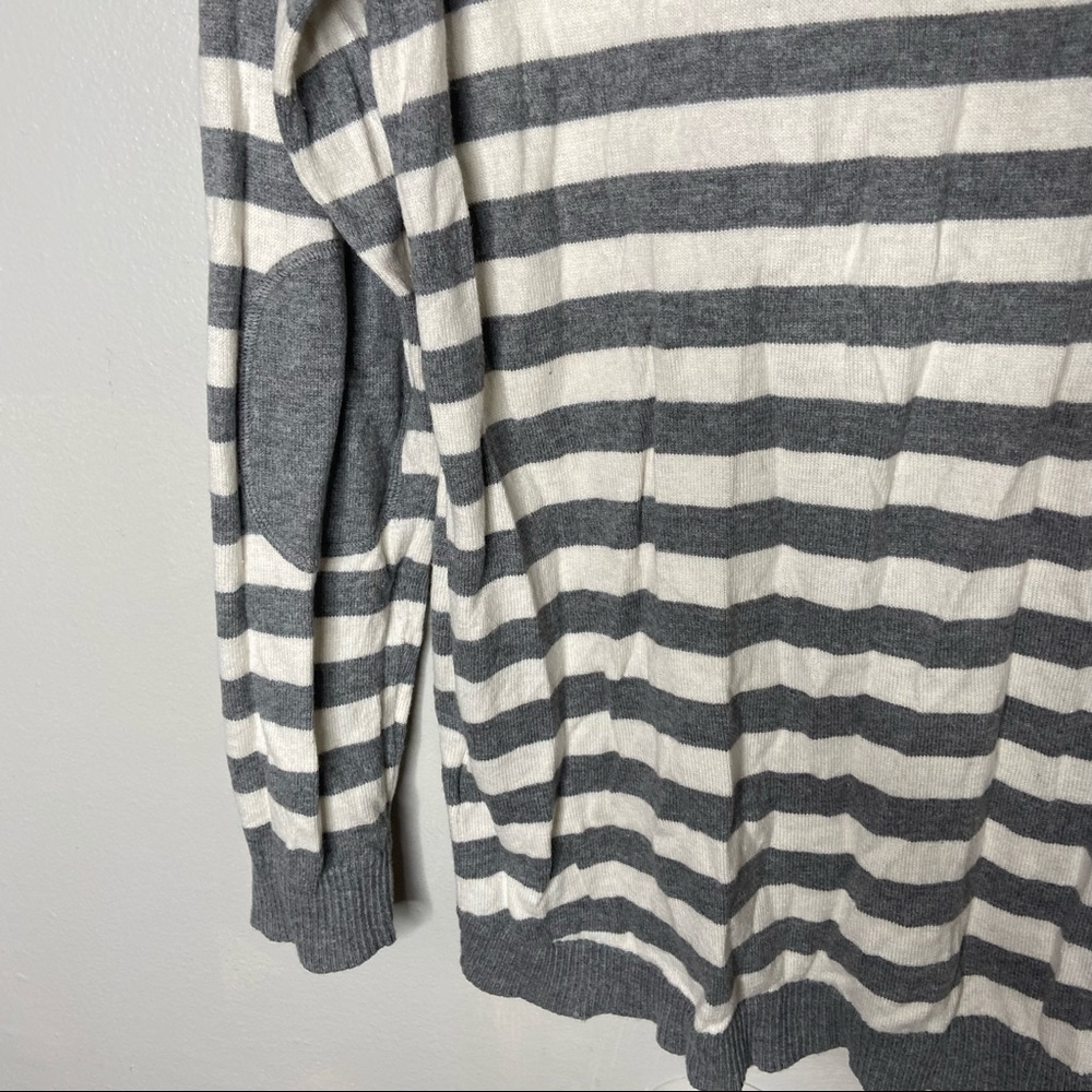Banana Republic Gray Striped Elbow Patch Sweater Medium - Picture 8 of 10